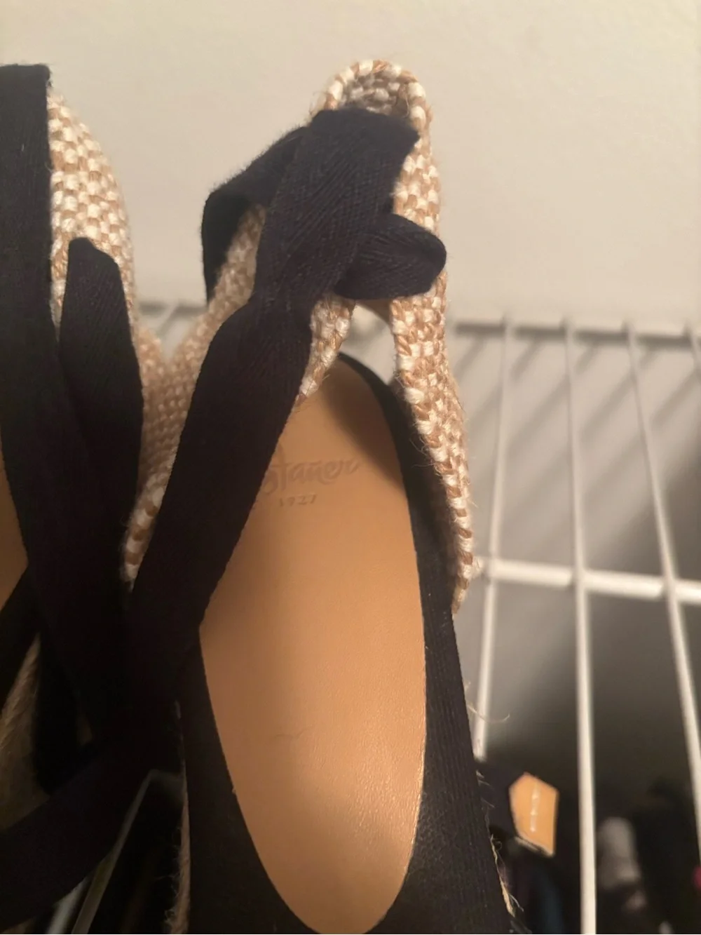 Castaner Black Carina Espadrille Wedge with Wrap Tie